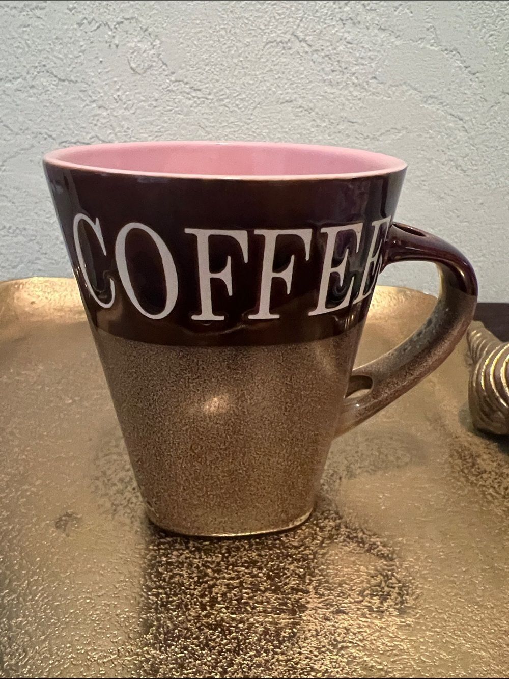 #2005**COFFEE Ceramic Mug with Pink Interior
